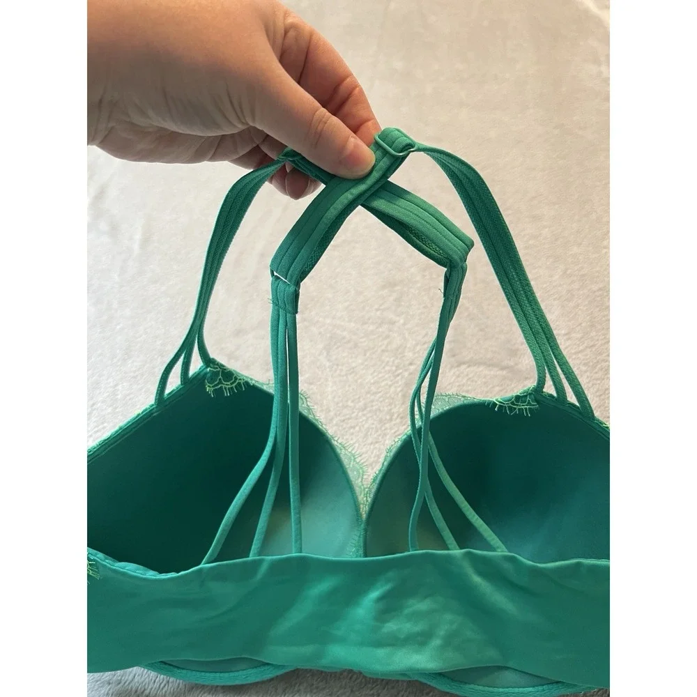 Victoria's Secret Womens Bra 36DD Green Very Sexy Push Up Lace Racerback
